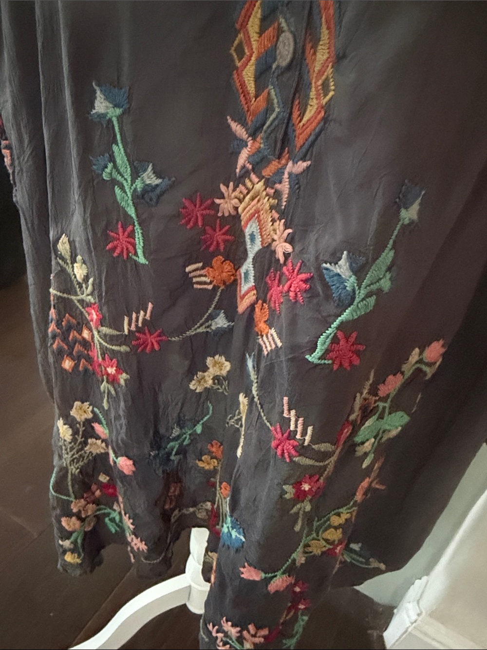 Johnny Was Black Embroidered Boho Tunic with Multicolor Embroidered Accents - Picture 5 of 16